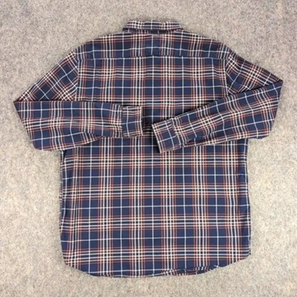 Banana Republic Shirt Mens XL Blue Plaid Button Up Long Sleeve Untucked Fit